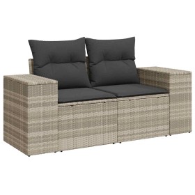 Set Divani da Giardino 11 pz con Cuscini in Polyrattan Grigio 2