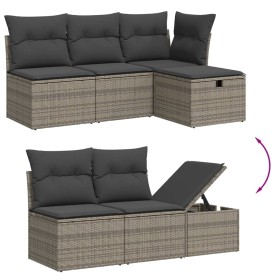 Set Divano da Giardino 6 pz con Cuscini Grigio in Polyrattan 2