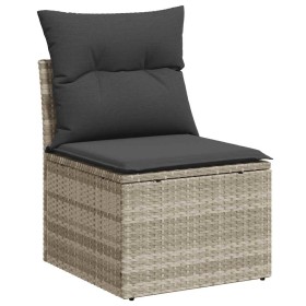 Set Divano da Giardino 9pz con Cuscini Grigio Chiaro Polyrattan 2