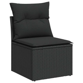 Set Divani da Giardino 9 pz con Cuscini Nero in Polyrattan 2