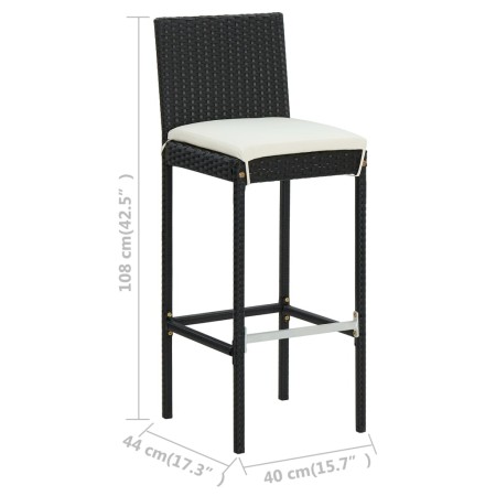 Set da Bar da Giardino 7 pz con Cuscini Nero
