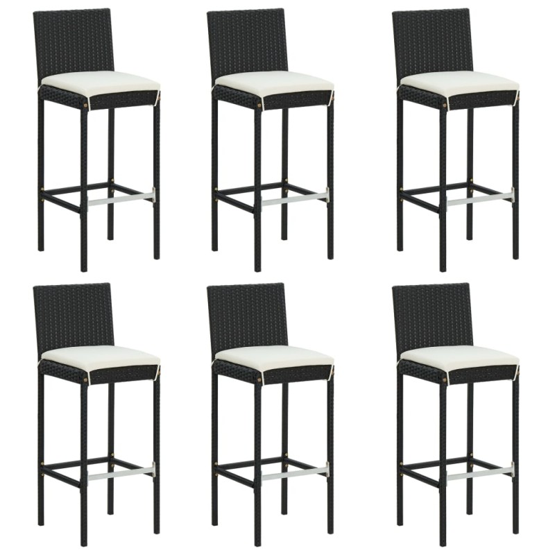Set da Bar da Giardino 7 pz con Cuscini Nero