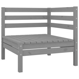 Set Salotto da Giardino 8 pz in Legno Massello di Pino Grigio 2