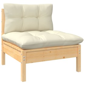 Set Divani da Giardino 8 pz con Cuscini Crema Massello di Pino 2