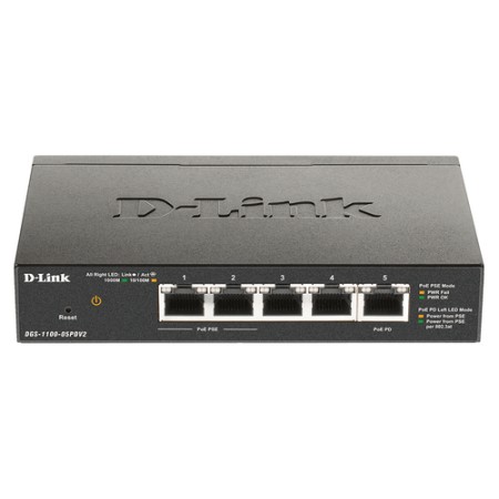 D-LINK SWITCH 5 PORTE GIGABIT POE SMART MANAGED, 1 PORTA POWER DELIVERY