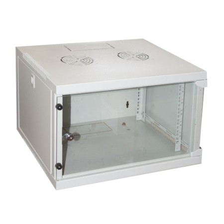 ARMADIO RACK 19 6 UNITA DA MURO PER RETI (A)350 X (L)540 X (P) 450 MM COLORE GRIGIO PORTA VETRO