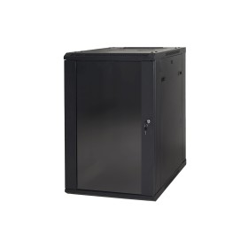 ARMADIO RACK 19 15 UNITA DA MURO (A) 770 x (L) 600 x (P) 450 NERO DISASSEMBLATO PORTA VETRO