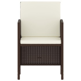 Set da Pranzo da Giardino 6pz con Cuscini in Polyrattan Marrone 2