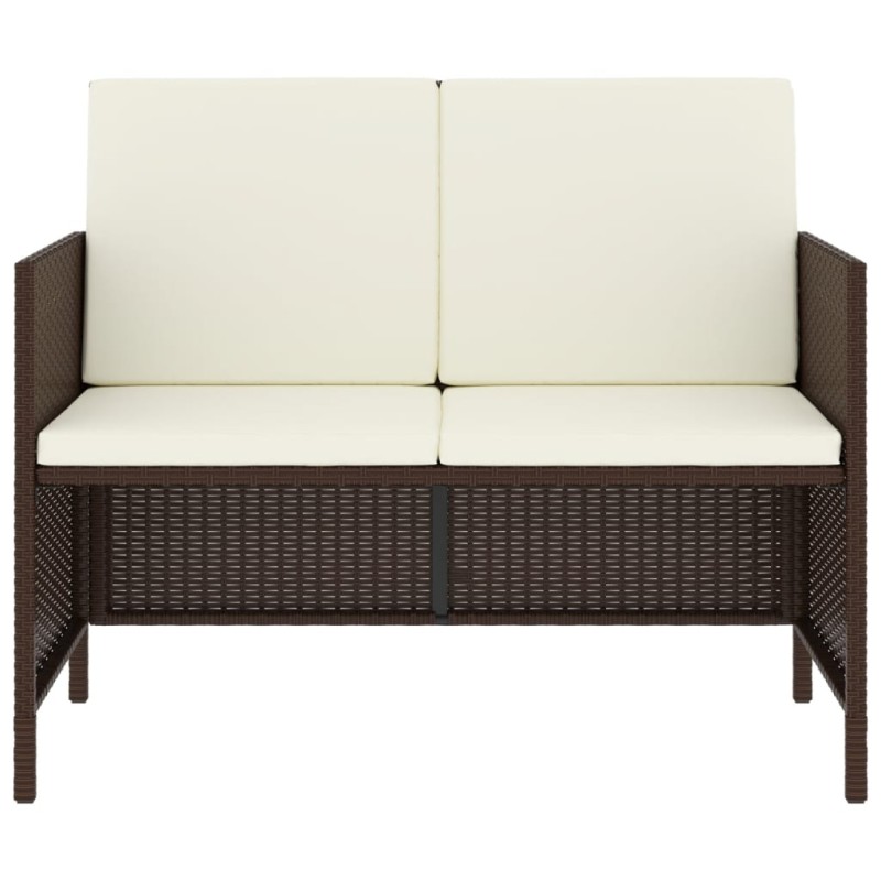 Set da Pranzo da Giardino 6pz con Cuscini in Polyrattan Marrone