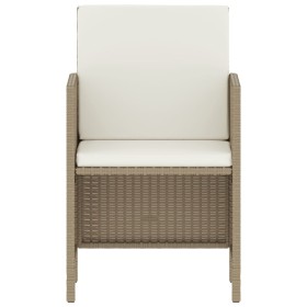 Set da Pranzo da Giardino 6 pz con Cuscini Beige in Polyrattan 2