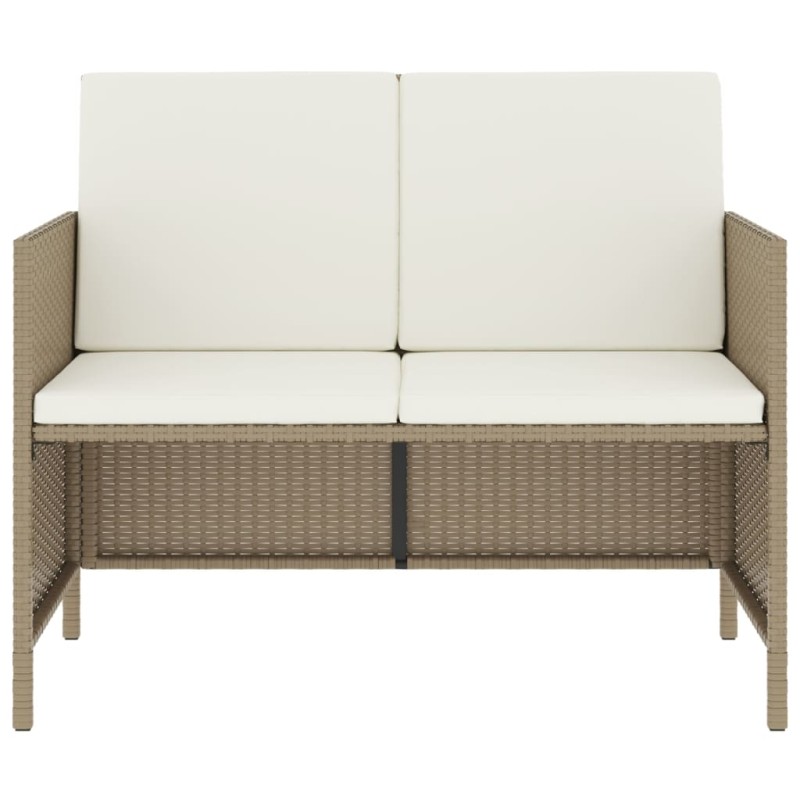 Set da Pranzo da Giardino 6 pz con Cuscini Beige in Polyrattan