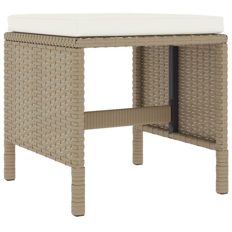 Set da Pranzo da Giardino 6 pz con Cuscini Beige in Polyrattan