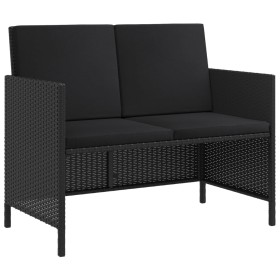Set da Pranzo da Giardino 6 pz con Cuscini Nero in Polyrattan 2