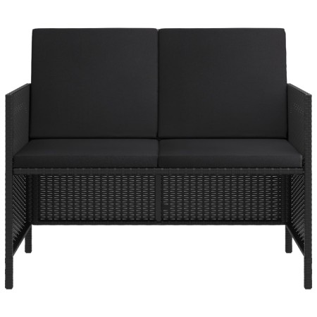 Set da Pranzo da Giardino 6 pz con Cuscini Nero in Polyrattan
