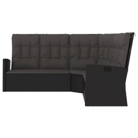 Divano Angolare Reclinabile con Cuscini in Polyrattan Nero 2