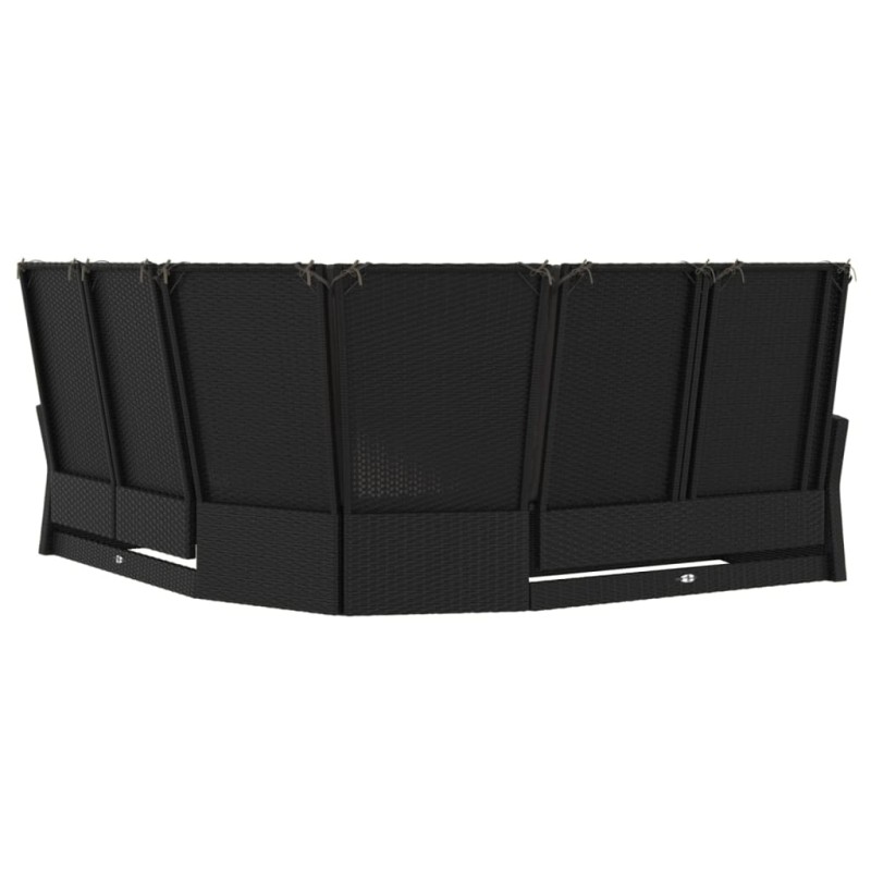 Divano Angolare Reclinabile con Cuscini in Polyrattan Nero