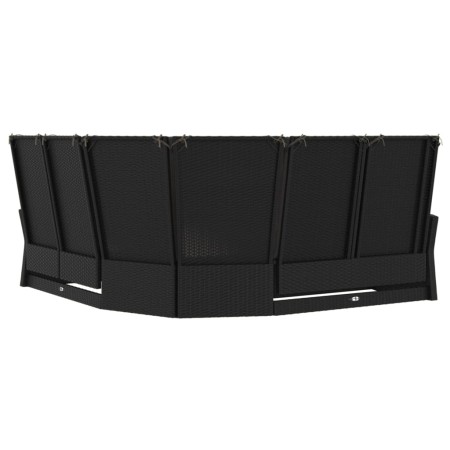 Divano Angolare Reclinabile con Cuscini in Polyrattan Nero