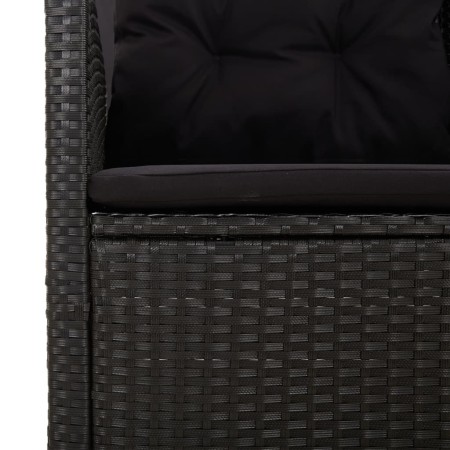 Divano Angolare Reclinabile con Cuscini in Polyrattan Nero