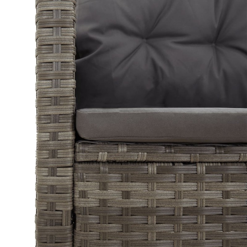 Divano Angolare Reclinabile con Cuscini in Polyrattan Grigio