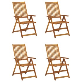 Sedie da Giardino Reclinabili 4 pz con Cuscini Massello Acacia 2