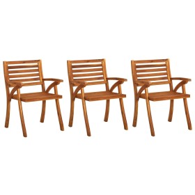 Sedie da Pranzo da Giardino con Cuscini 3 pz Massello di Acacia 2