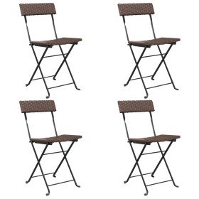 Sedie Pieghevoli da Bistrò 4 pz Marroni Polyrattan e Acciaio