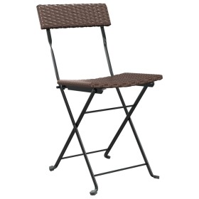 Sedie Pieghevoli da Bistrò 4 pz Marroni Polyrattan e Acciaio 2