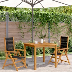 Sedie Giardino 2 pz Nere Legno Massello Acacia e Polipropilene 2