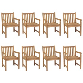 Sedie da Giardino 8 pz con Cuscini Neri in Massello di Teak 2
