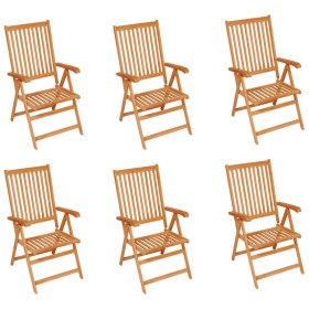 Sedie da Giardino 6 pz con Cuscini Rossi in Massello di Teak 2