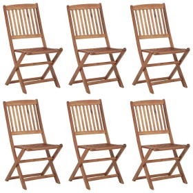 Sedie da Giardino Pieghevoli 6 pz con Cuscini Massello Acacia 2