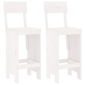Sgabelli da Bar 2pz Bianchi 40x48,5x115,5cm Legno Massello Pino
