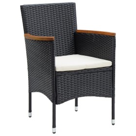 Sedie da Pranzo per Giardino 4 pz in Polyrattan Nero 2
