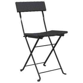 Sedie Pieghevoli da Bistrò 4 pz Nere Polyrattan e Acciaio 2