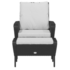 Poltrona da Giardino con Poggiapiedi in Polyrattan Nero 2