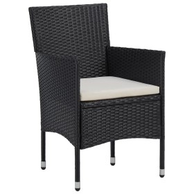 Set Sedie da Pranzo per Giardino 2 Pz in Polyrattan Nero 2