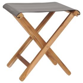 Sedie Pieghevoli 2 pz in Legno di Teak e Tessuto Grigio Scuro 2