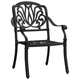 Sedie da Giardino 2 pz in Alluminio Pressofuso Nero 2