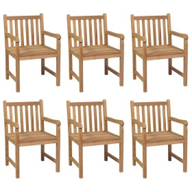 Sedie da Giardino 6 pz con Cuscini Verdi in Massello di Teak 2