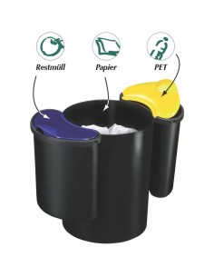 Cestino per la raccolta differenziata 3 scomparti Cep Giallo,blu e nero 516 2