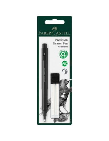 Gomma di precisione a penna Eraser Pen + gomme di ricambio Faber-Castell bianco 185610