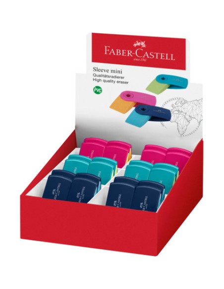 Gomma Faber Castell mini Sleeve 3 colori assortiti pastello - 182445